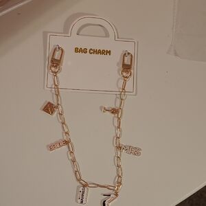 Gold Bag Charm with Bride and Mrs. Charms